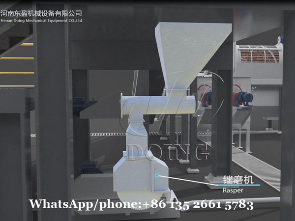 Cassava rasping machine for cassava starch processing and cassava cutter machine 3D video