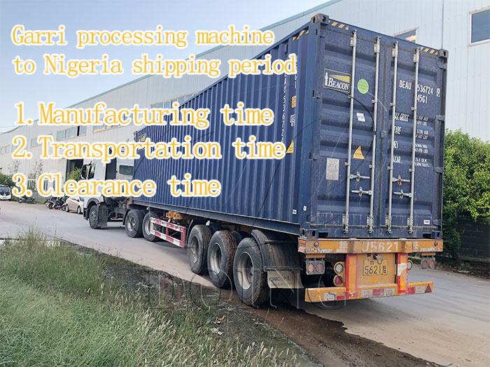 How long will it take to ship cassava processing machine to Nigeria?