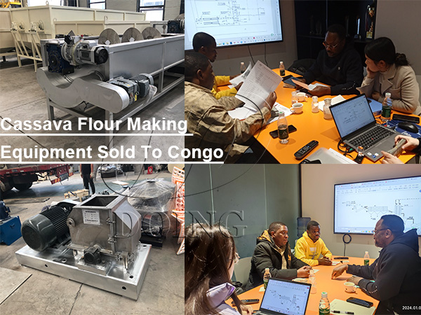 Henan Jinrui’s cassava cleaning machines were ordered by a Congo client to expand his cassava flour production line
