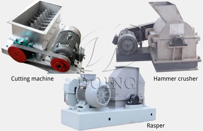 cutting machine, hammer crusher and rasper